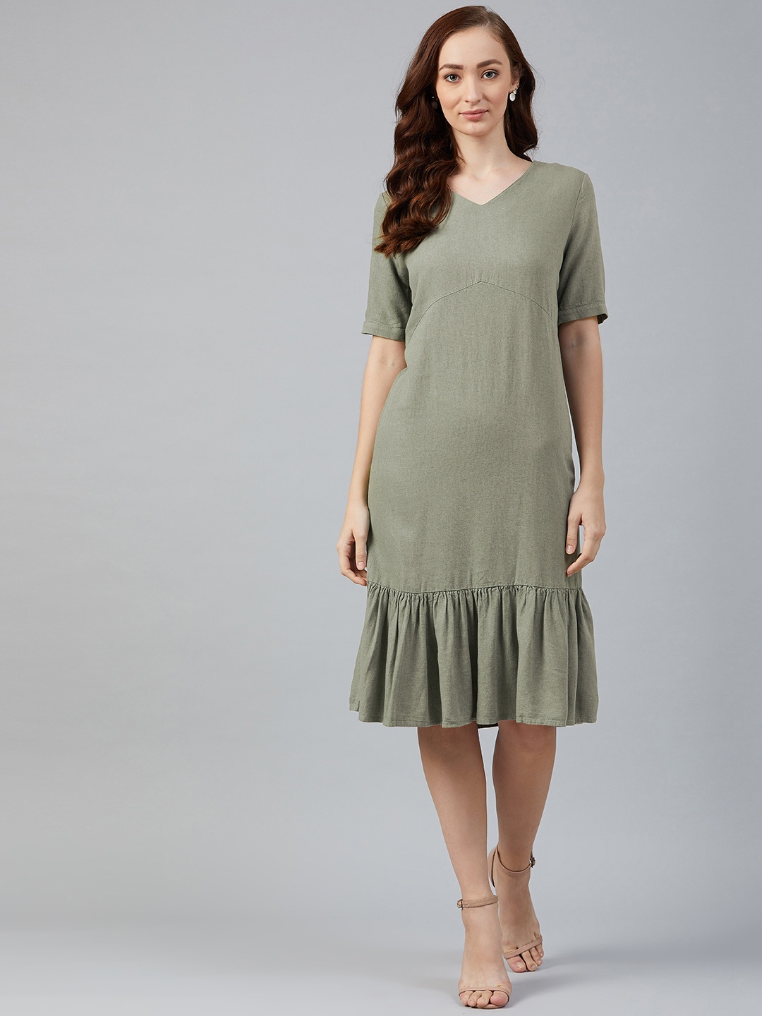 

Marks & Spencer Women Grey Solid A-Line Dress