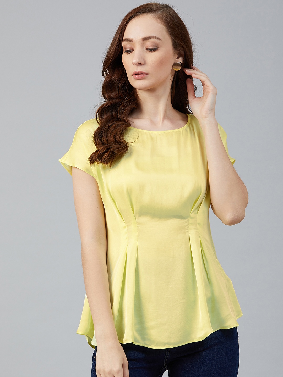 

Marks & Spencer Women Yellow Solid Cinched Waist Top