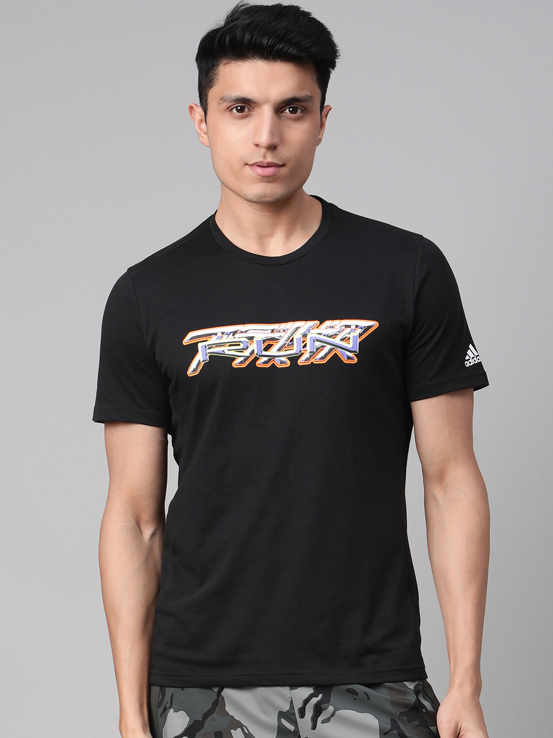

ADIDAS Men Black Edge Printed Running Sustainable T-shirt