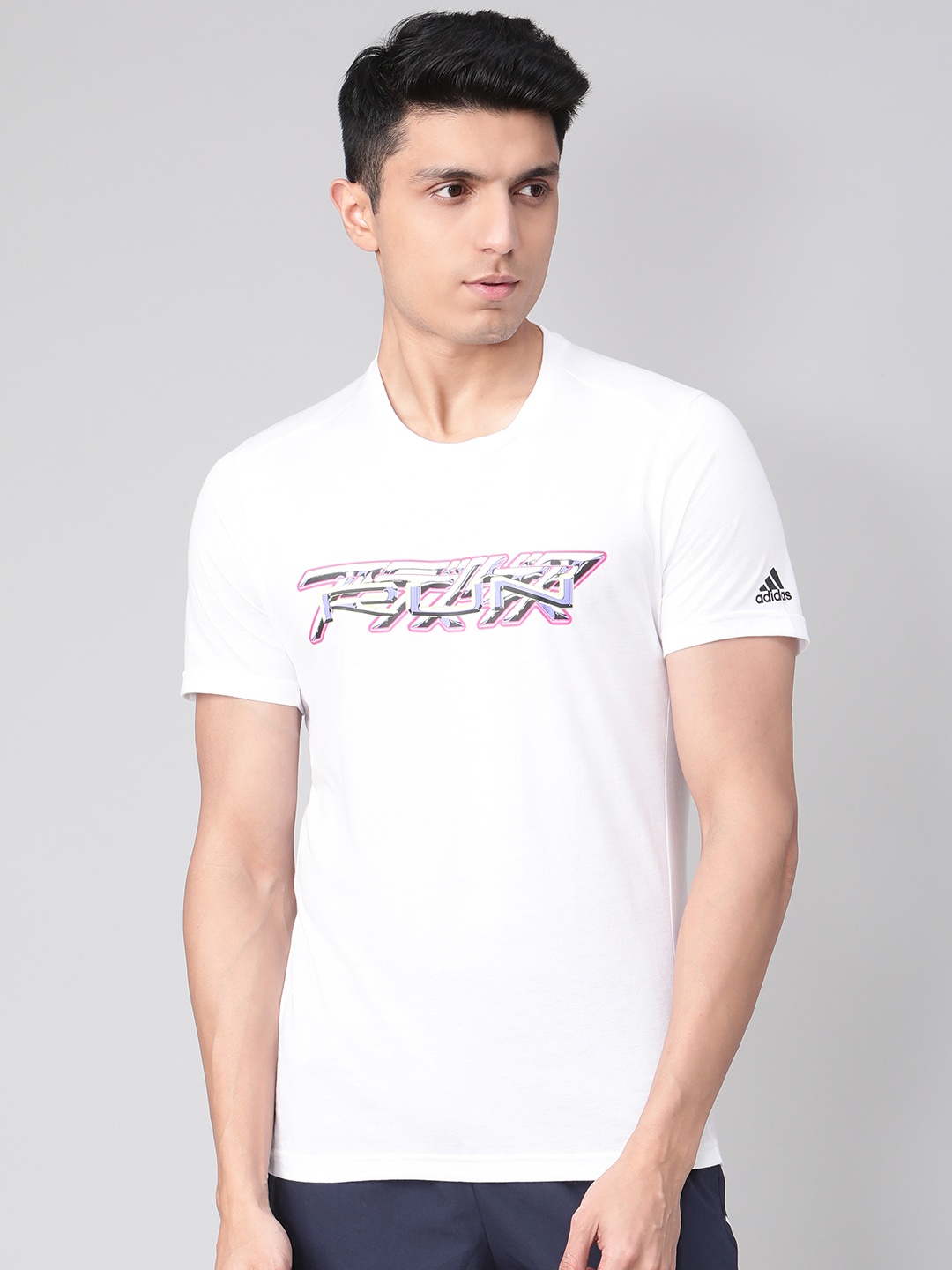 

ADIDAS Men White Printed Edge Running T-shirt