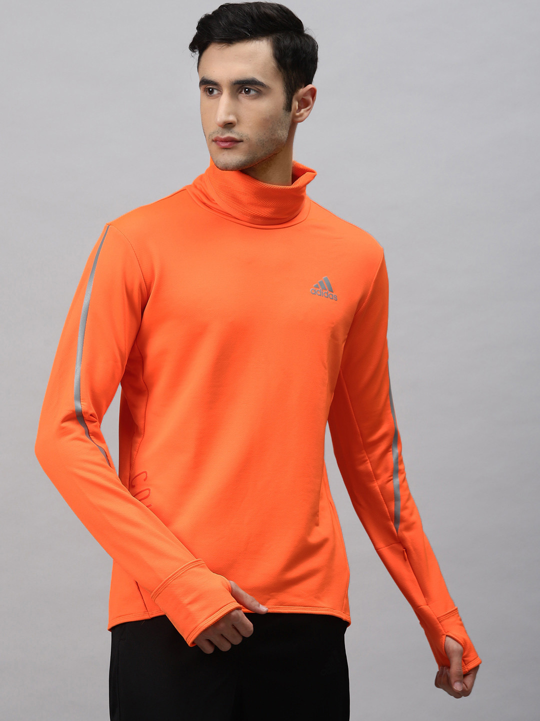 

ADIDAS Men Neon Orange Solid Running Cold Ready Cover Up Sustainable Sweatshirt