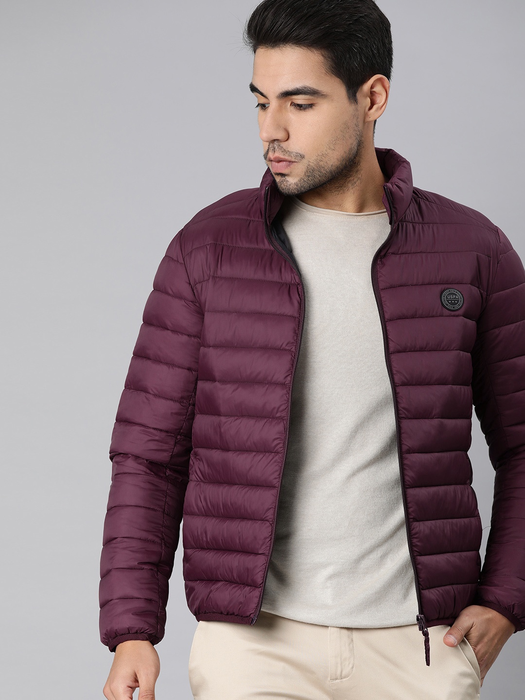 

U.S. Polo Assn. Men Burgundy Solid Packable Puffer Jacket