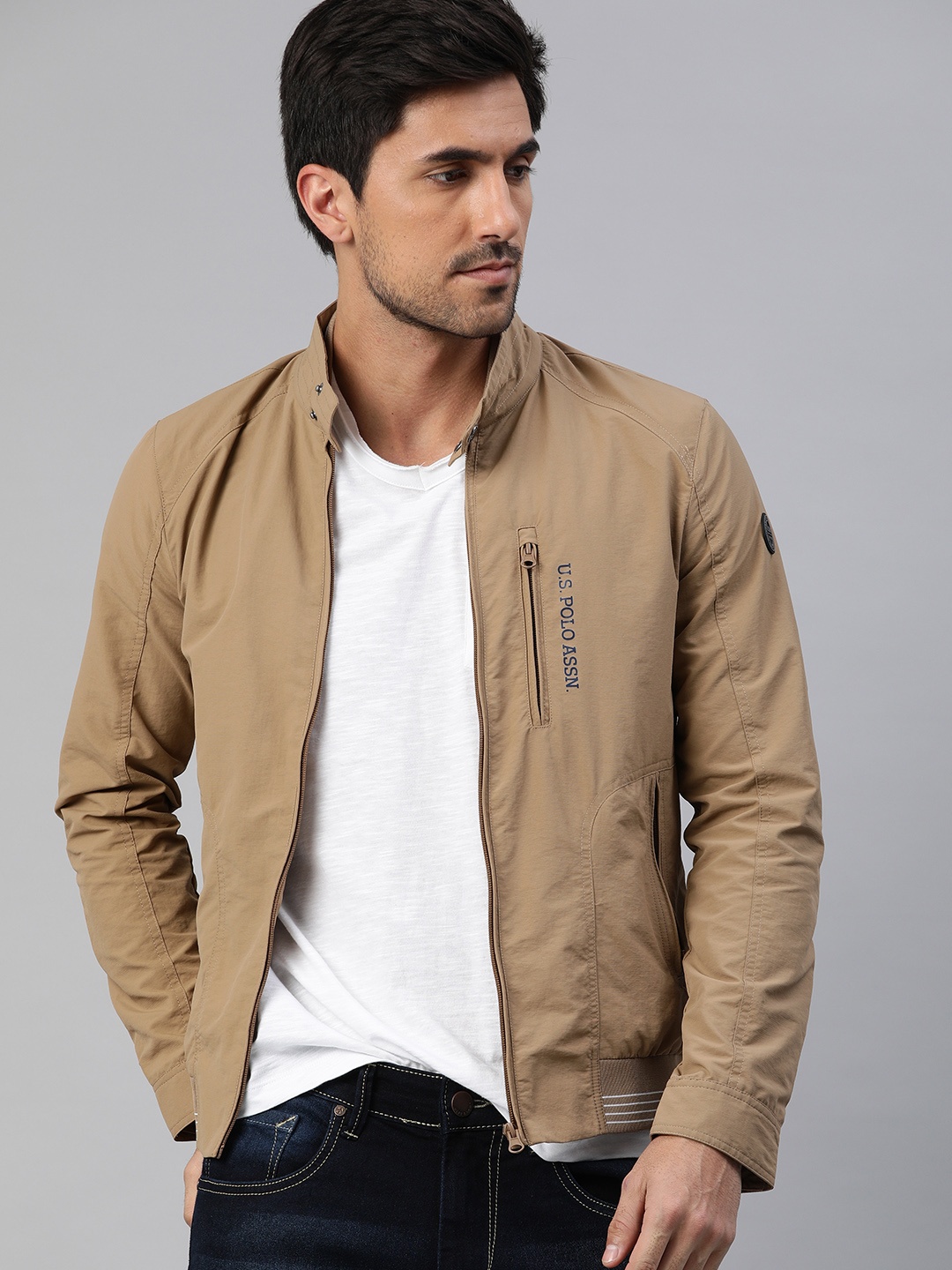 

U.S. Polo Assn. Men Khaki Solid Sporty Jacket