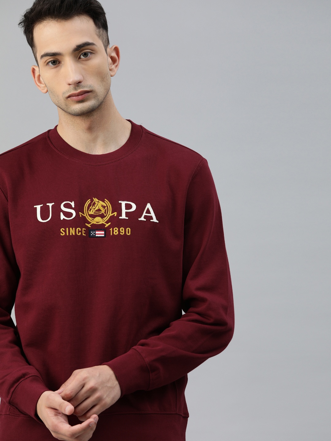 

U.S. Polo Assn. Men Maroon Embroidered Sweatshirt
