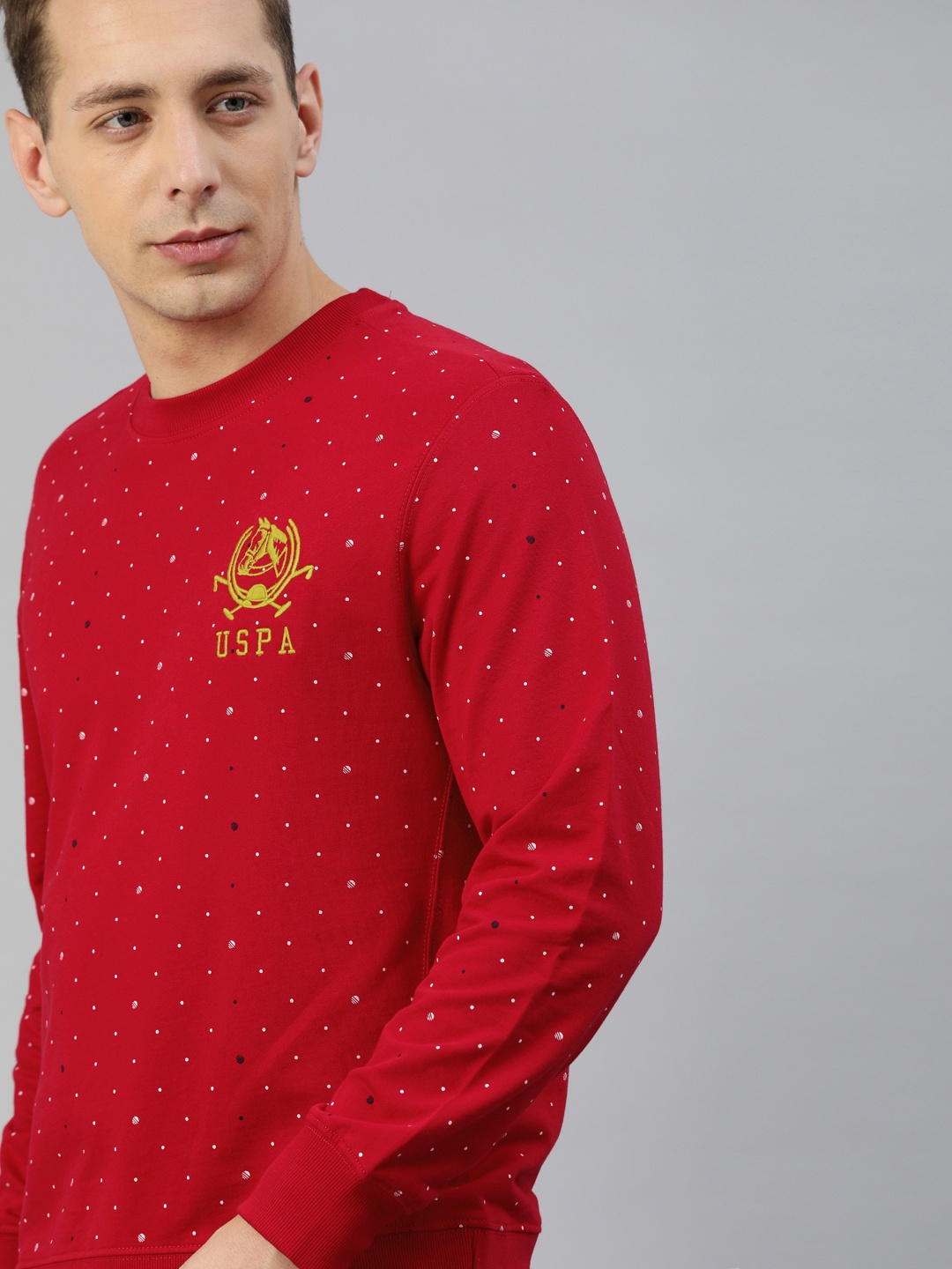

U.S. Polo Assn. Men Red Printed Pullover Sweater