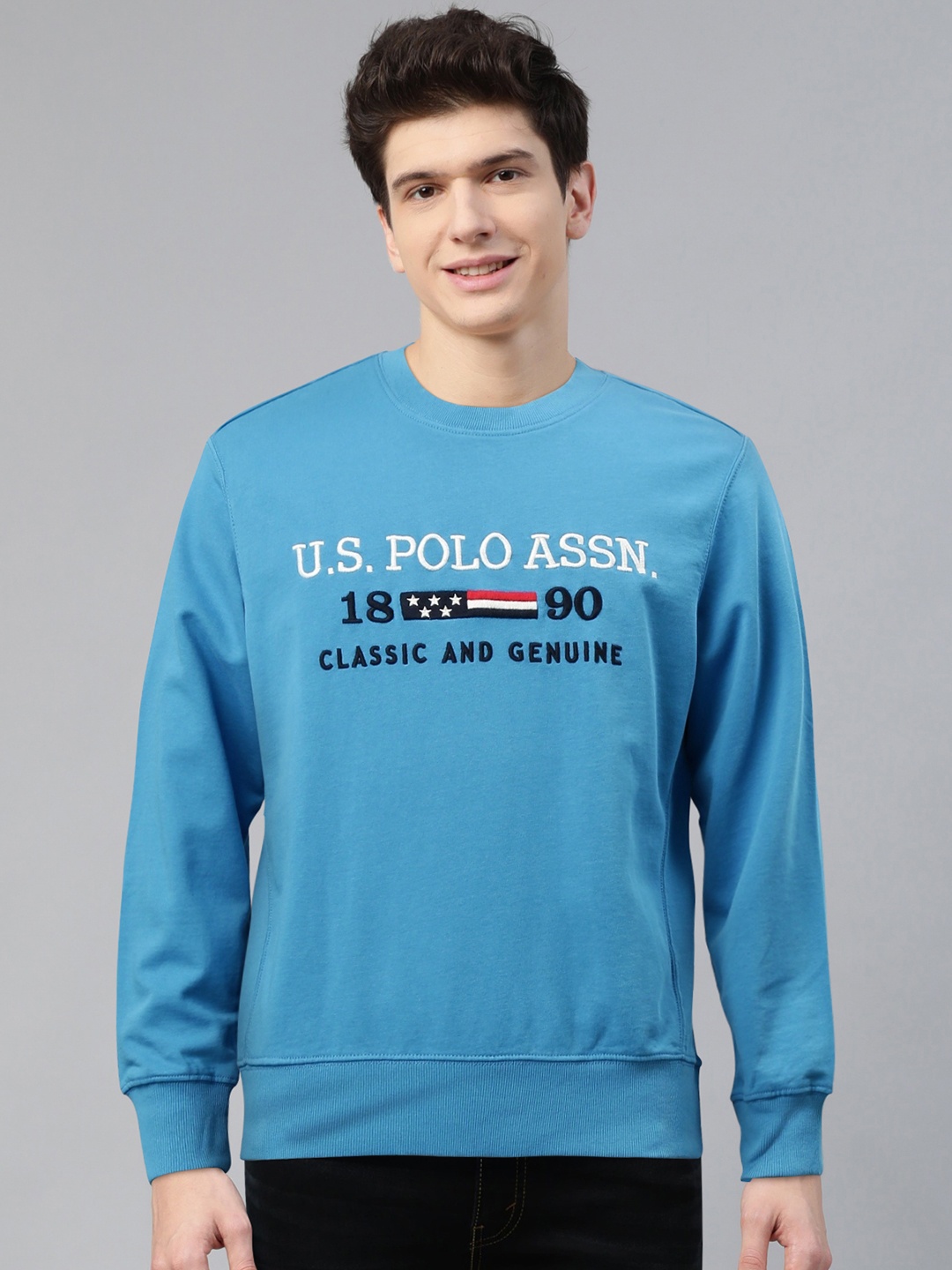 

U.S. Polo Assn. Men Blue Solid Sweatshirt