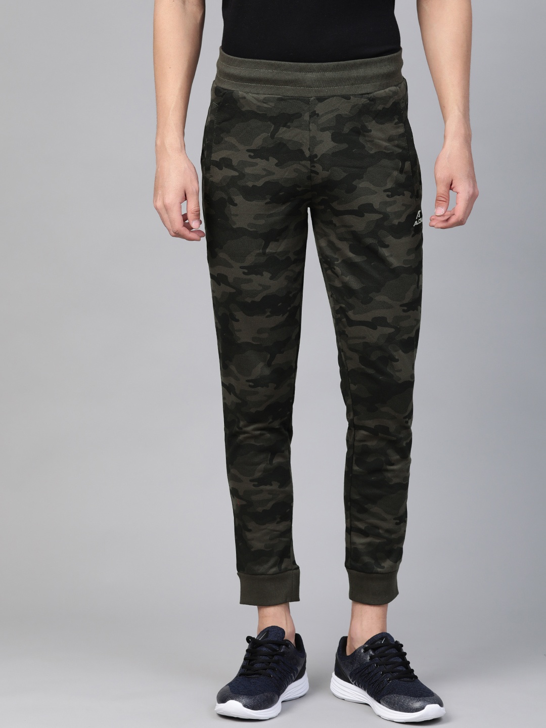 

Alcis Men Olive Green Straight Fit Camouflage Printed Joggers