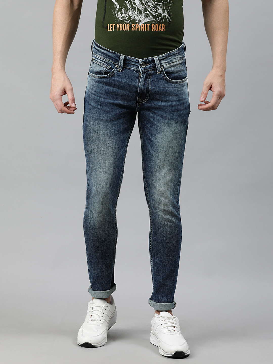 

SPYKAR Men Blue Super Skinny Fit Low-Rise Clean Look Stretchable Jeans
