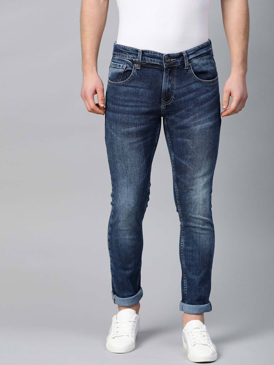 

SPYKAR Men Navy Blue Super Skinny Fit Low-Rise Clean Look Stretchable Jeans