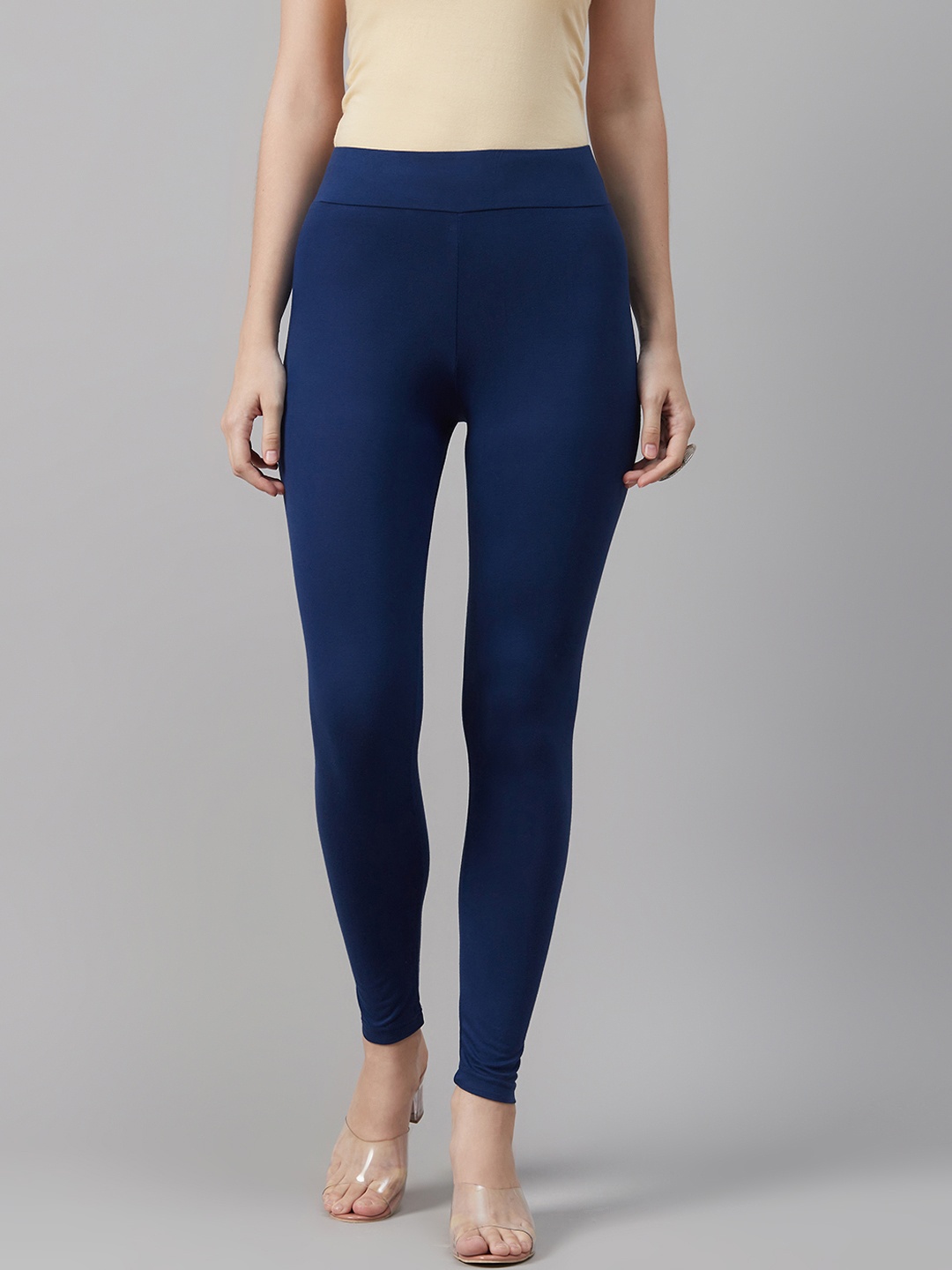 

Biba Women Navy Blue Solid Ankle Length Leggings