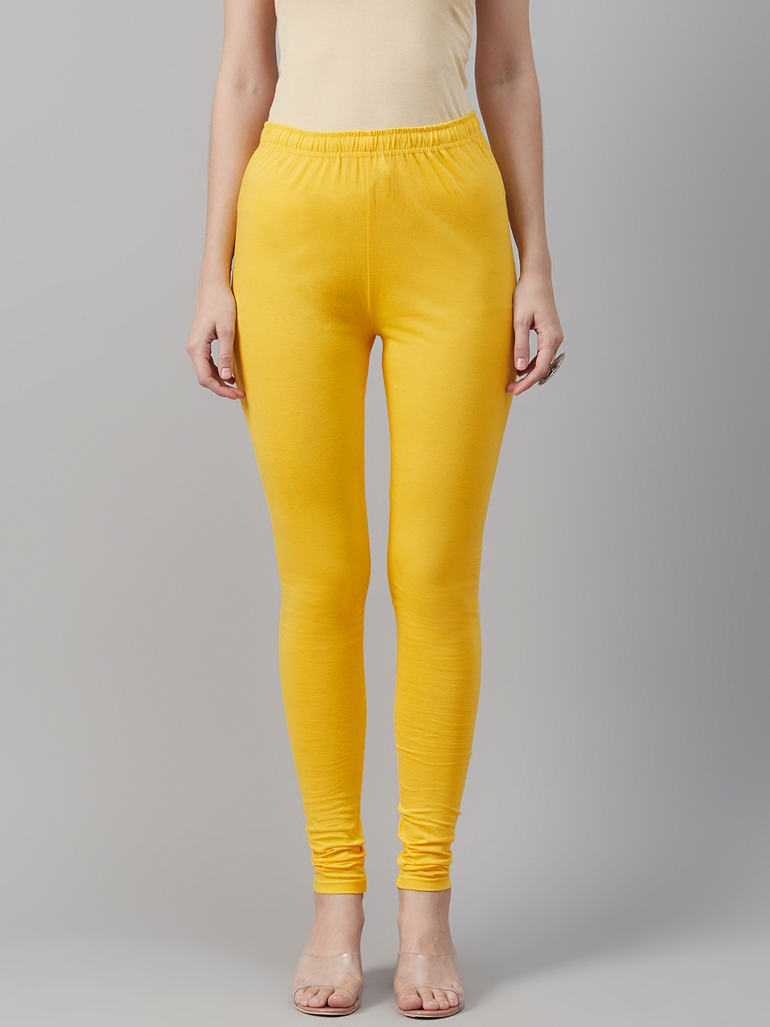 

Biba Women Yellow Solid Churidar Length Leggings