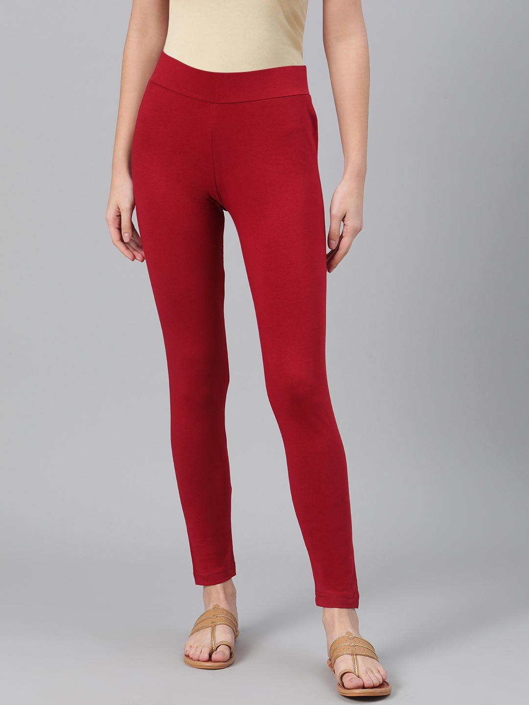 

Biba Women Red Solid Leggings