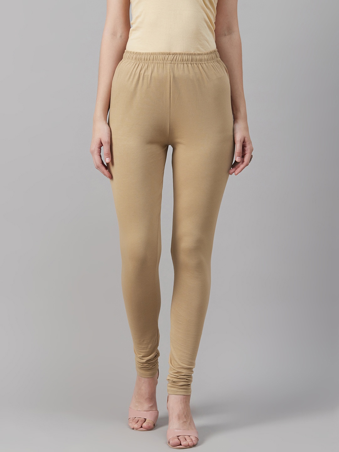 

Biba Women Beige Solid Churidar Length Leggings