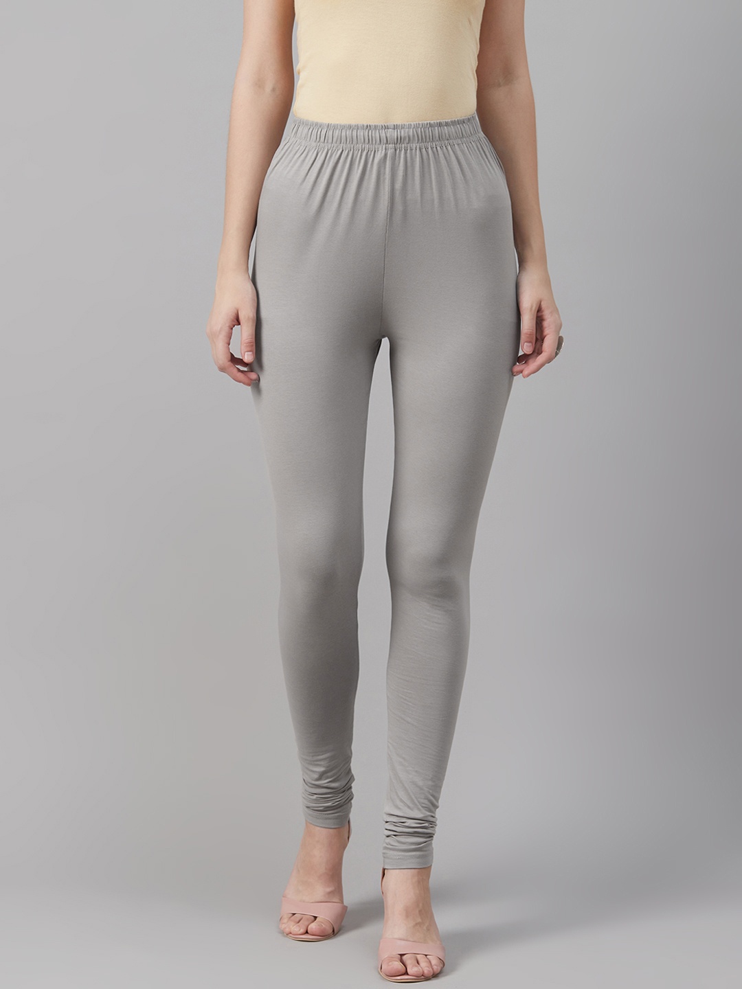 

Biba Women Grey Solid Churidar Length Leggings