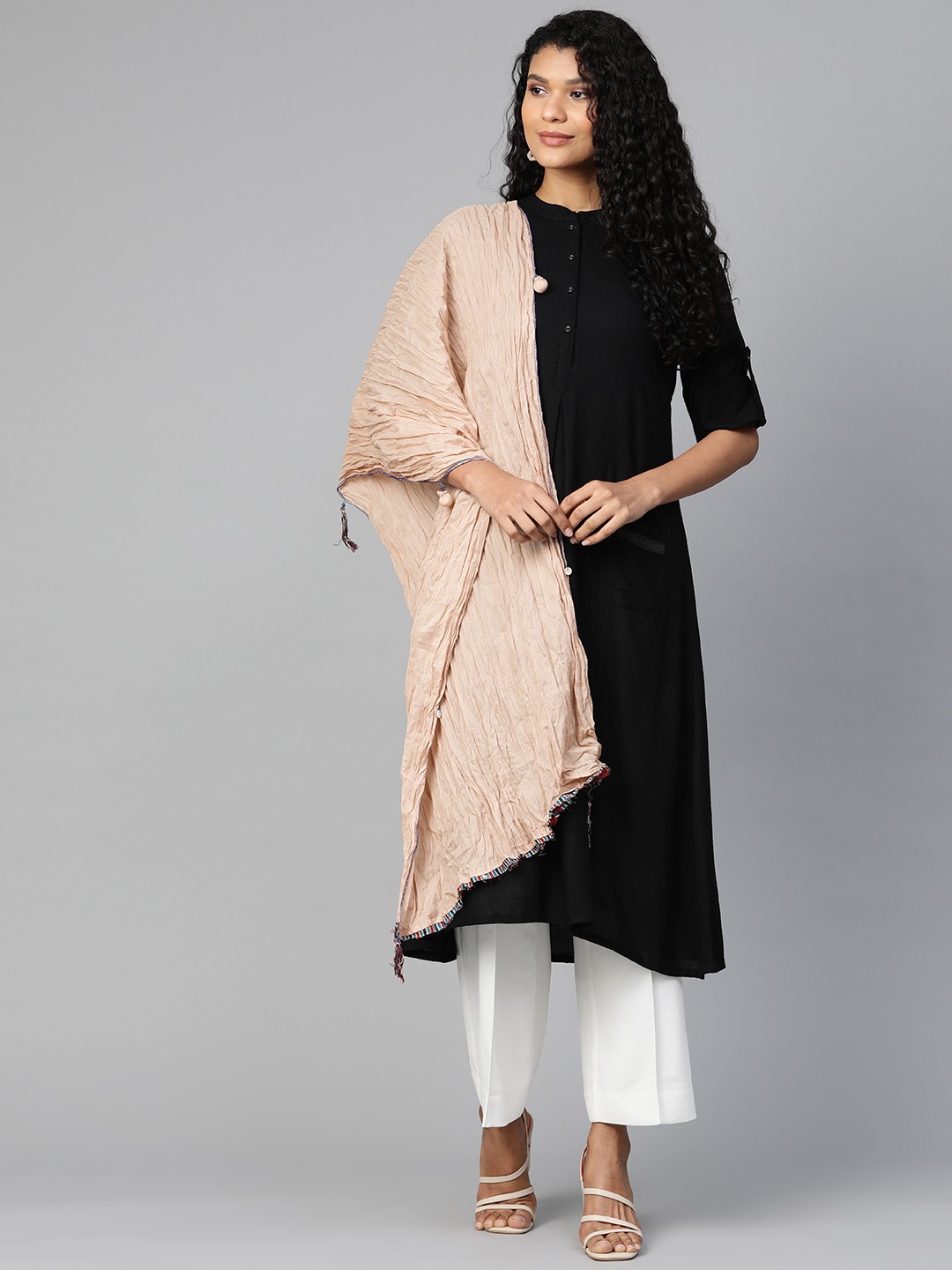 

Biba Beige Solid Dupatta