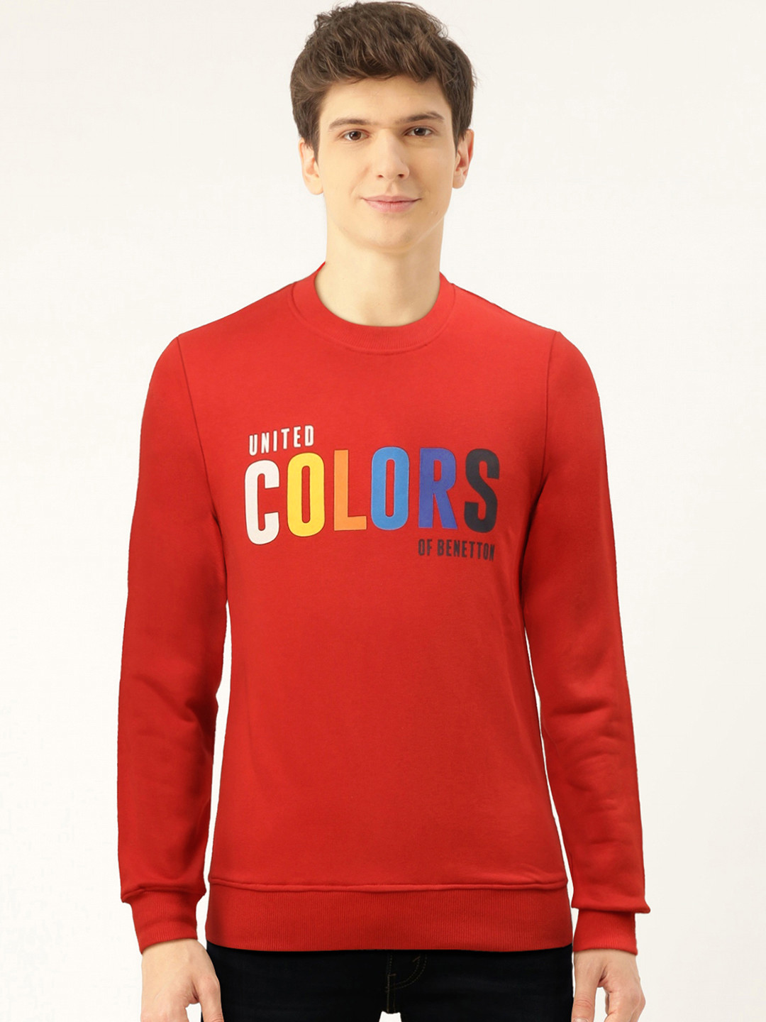 

United Colors of Benetton Men Red Printed Sweatshirt