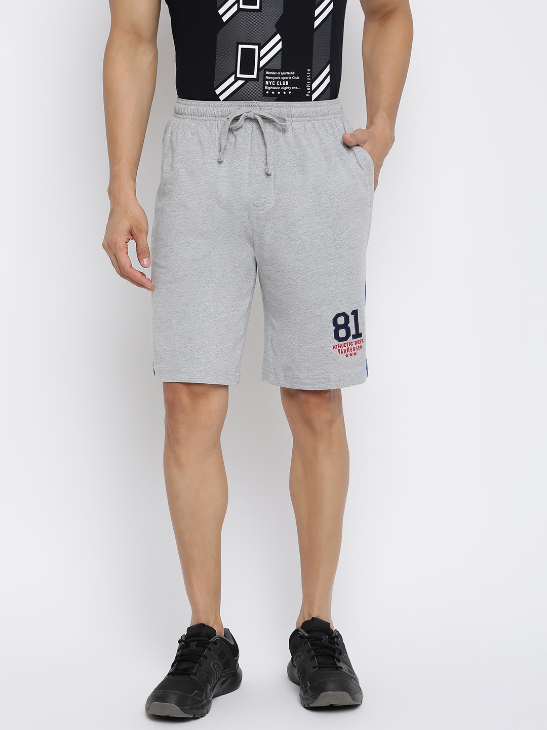 

Van Heusen Athleisure Men Smart Tech Easy Stain Release Knit Shorts, Grey melange
