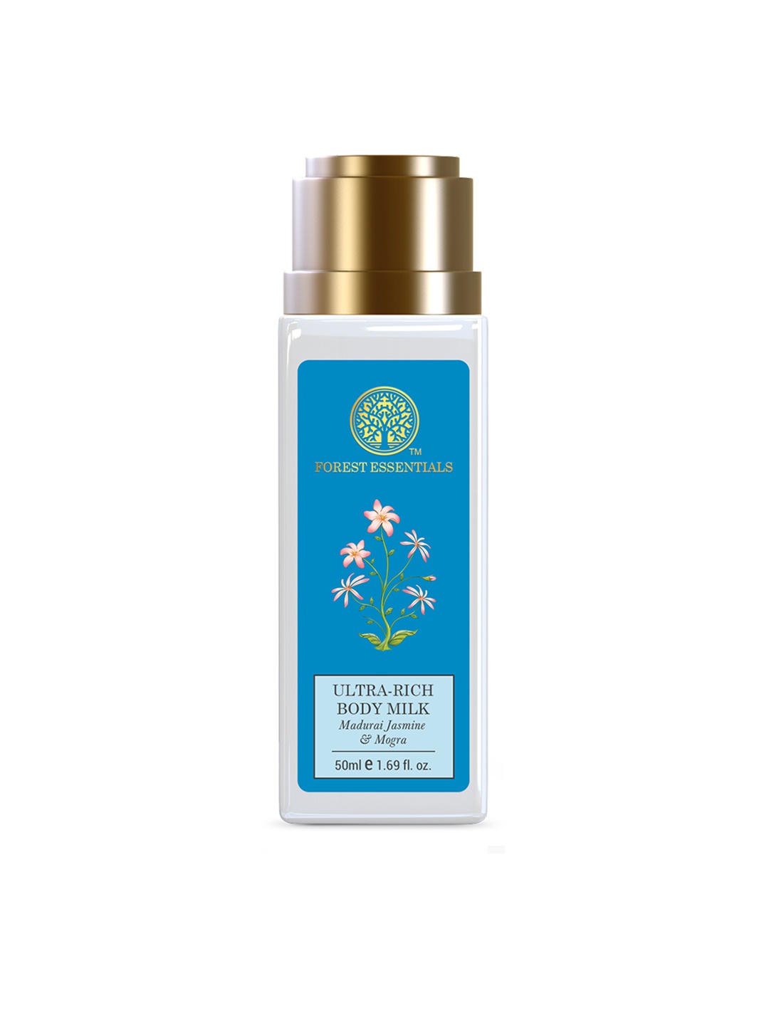 

Forest Essentials Travel Size Ultra-Rich Body Milk Jasmine & Mogra Body Lotion - 50ml, Blue