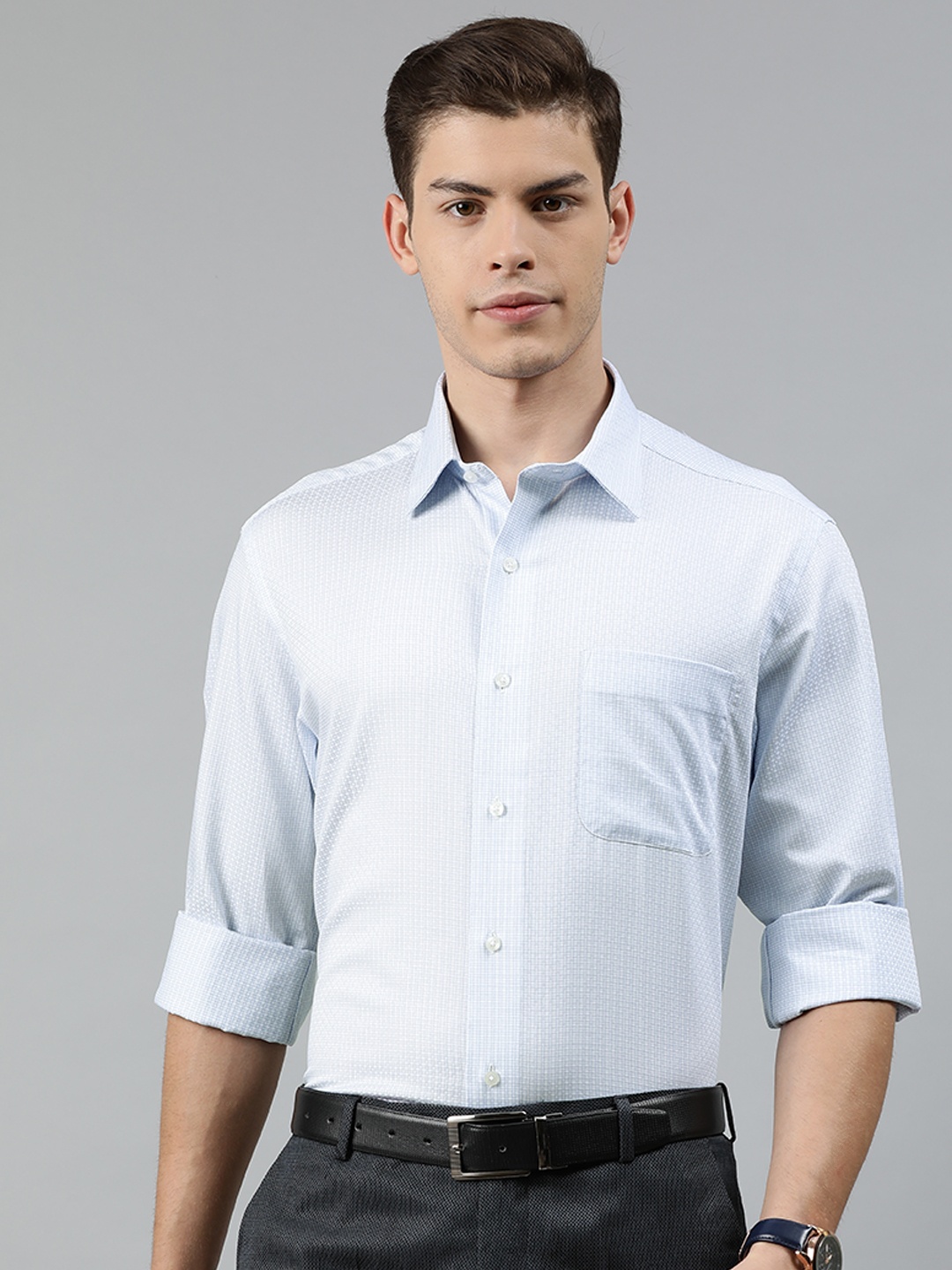 

Arrow Men Blue Regular Fit Checked Formal Shirt