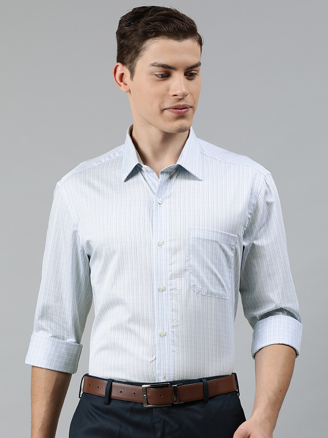 

Arrow Men Blue Slim Fit Checked Formal Shirt