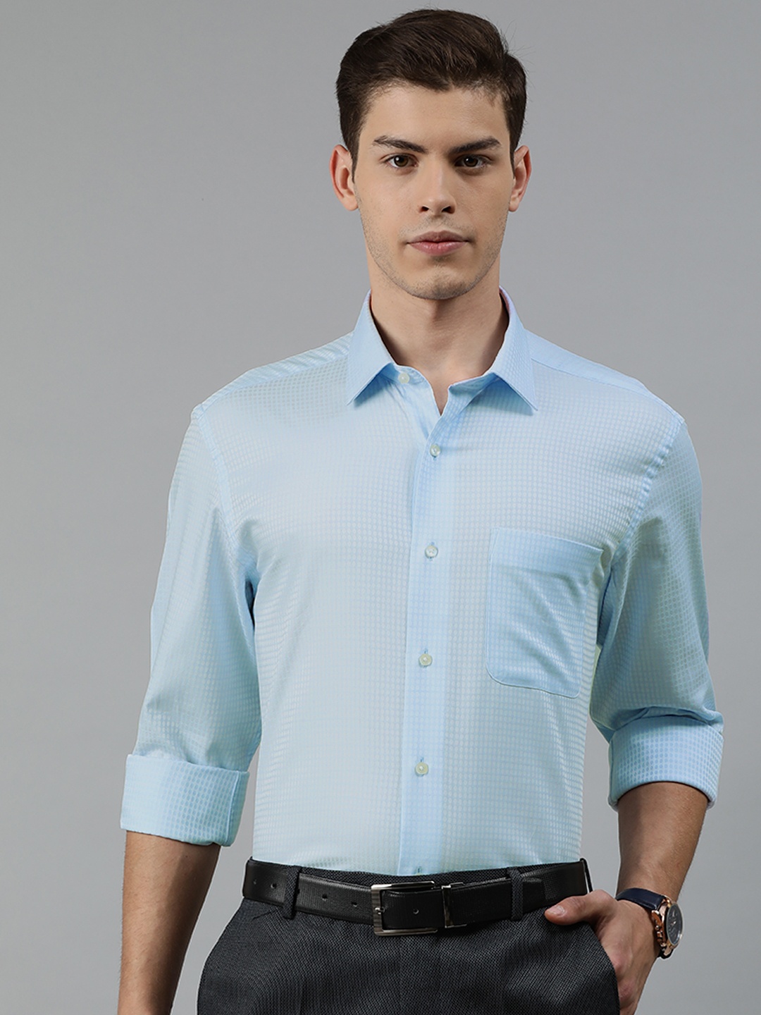 

Arrow Men Blue Regular Fit Checked Formal Shirt