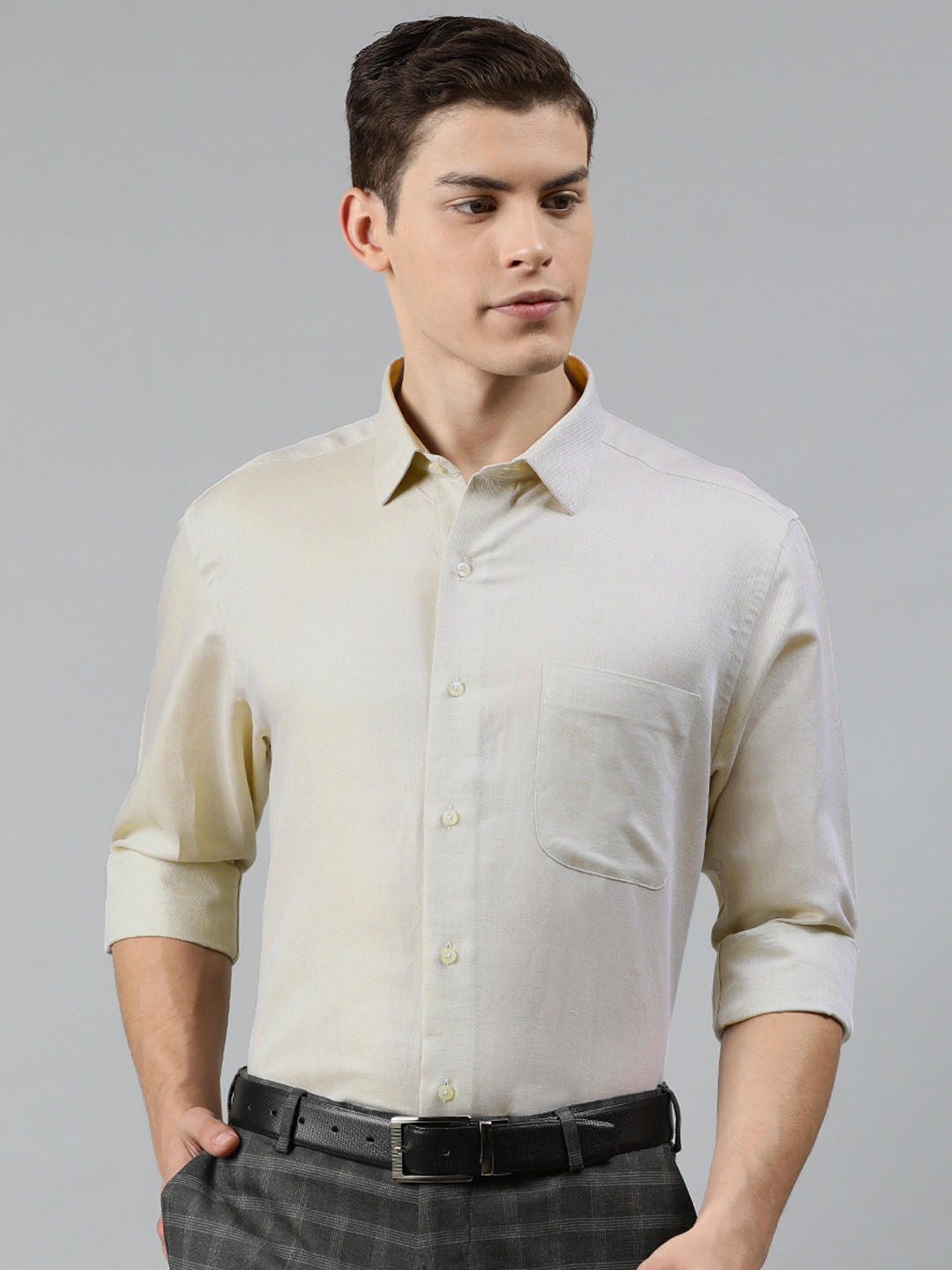 

Arrow Men Beige Regular Fit Self Design Formal Shirt