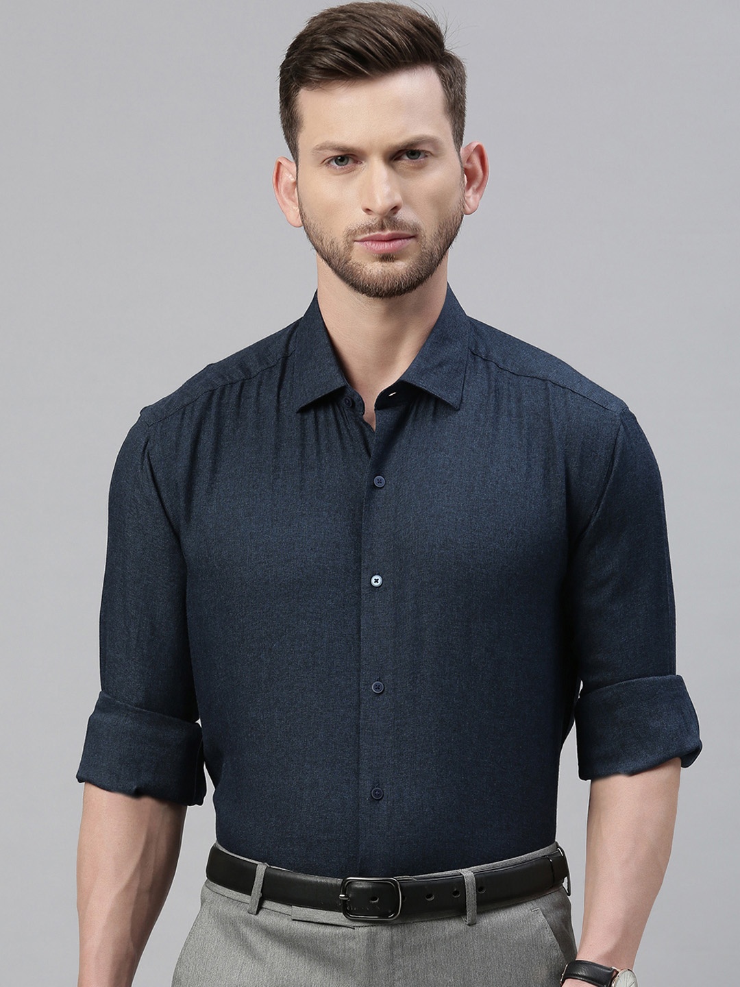 

Arrow New York Men Blue Slim Fit Self Design Casual Shirt