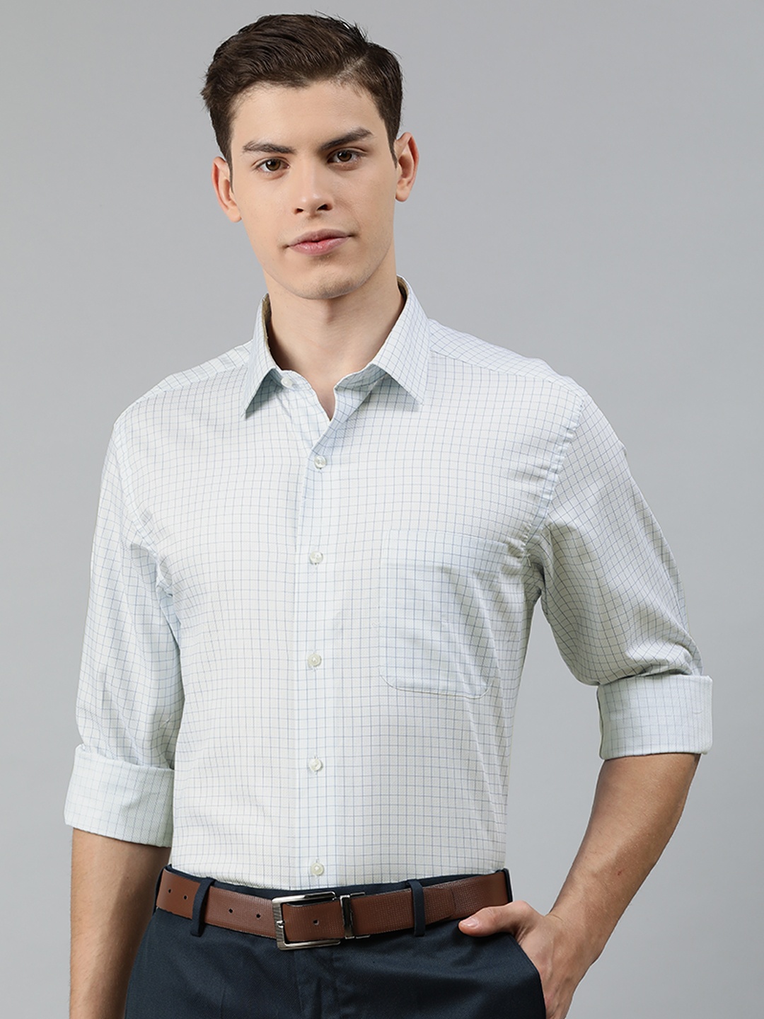 

Arrow Men Blue Regular Fit Checked Formal Shirt