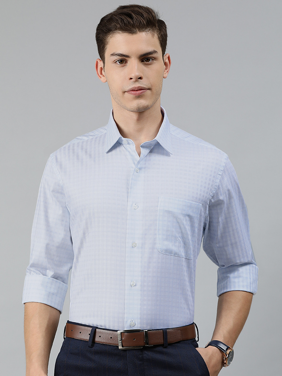 

Arrow Men Blue Regular Fit Checked Formal Shirt