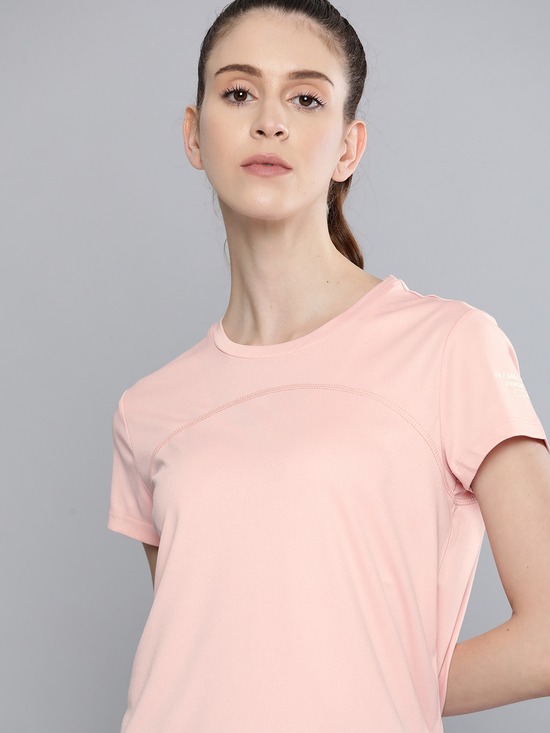 

HRX by Hrithik Roshan Women Peachskin Solid Rapid-Dry Running T-shirt, Peach