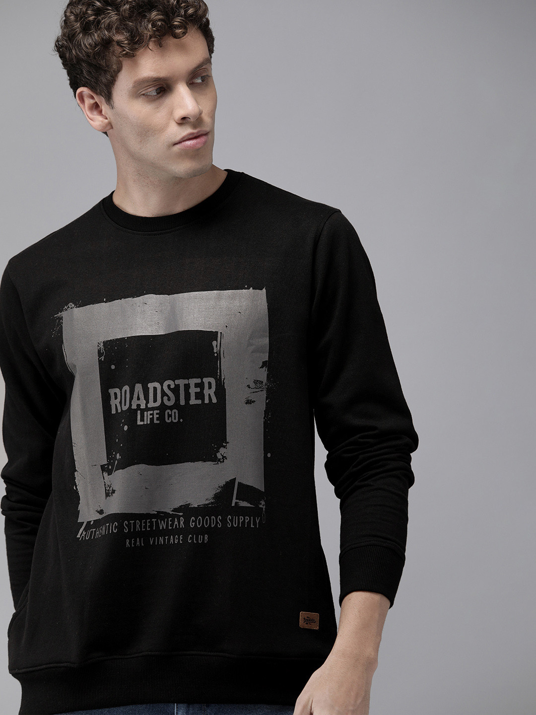 

Roadster Men Black Printed Sweatshirt