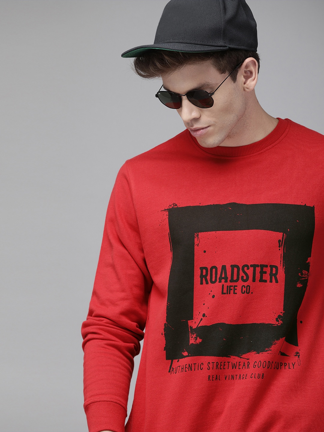

Roadster Men Red & Black Printed Sweatshirt