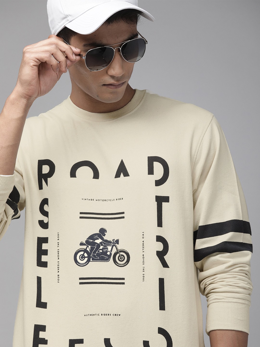 

Roadster Men Off-White Printed Sweatshirt