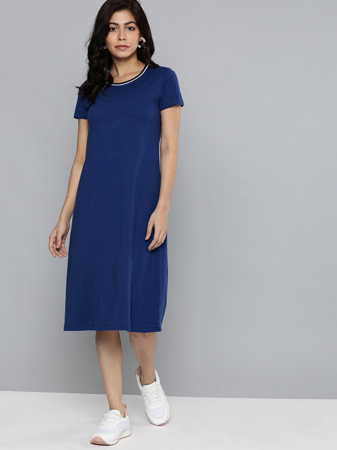 

Chemistry Women Navy Blue Solid T-shirt Dress