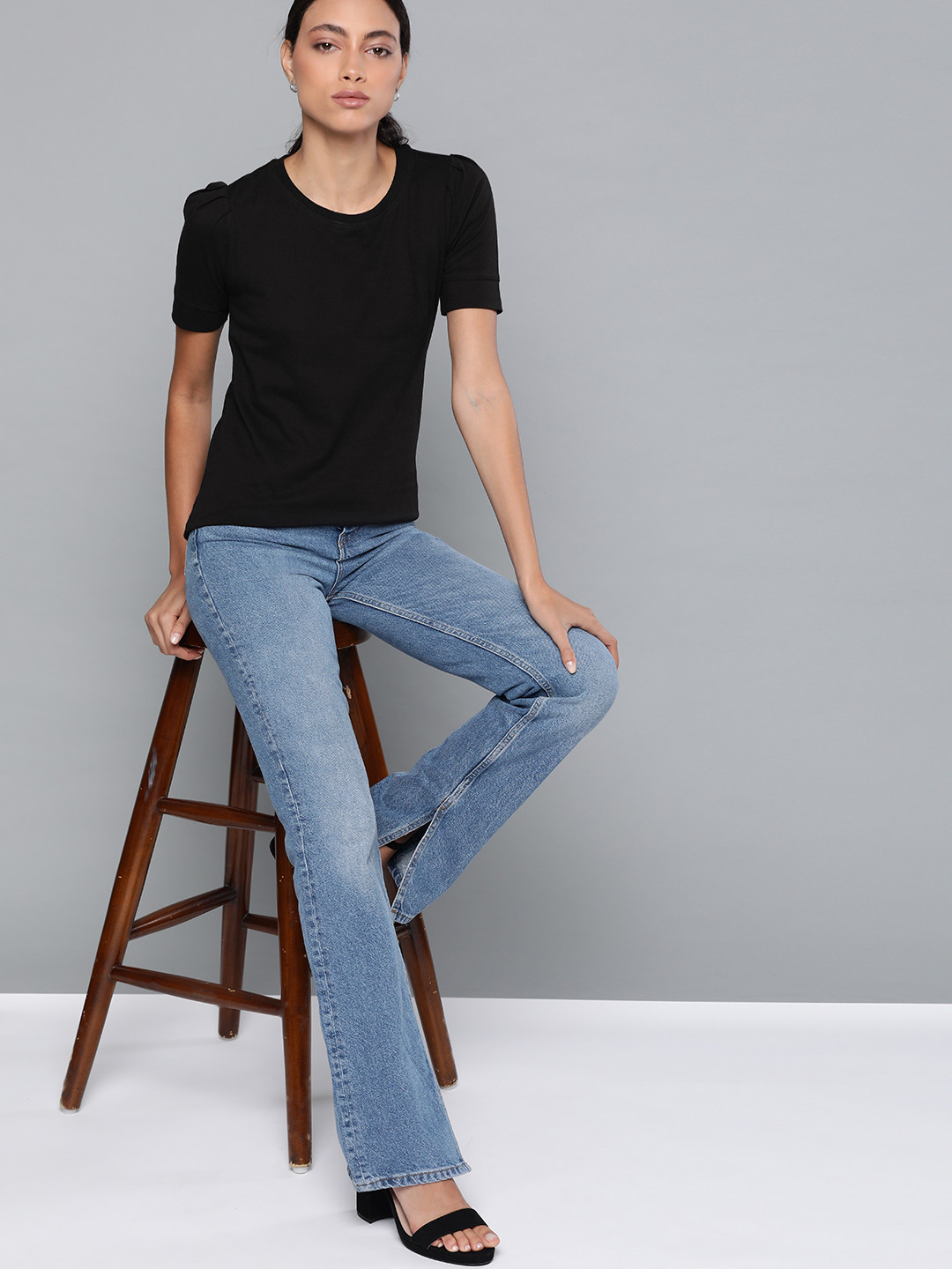 

Chemistry Women Black Solid Pure Cotton Top