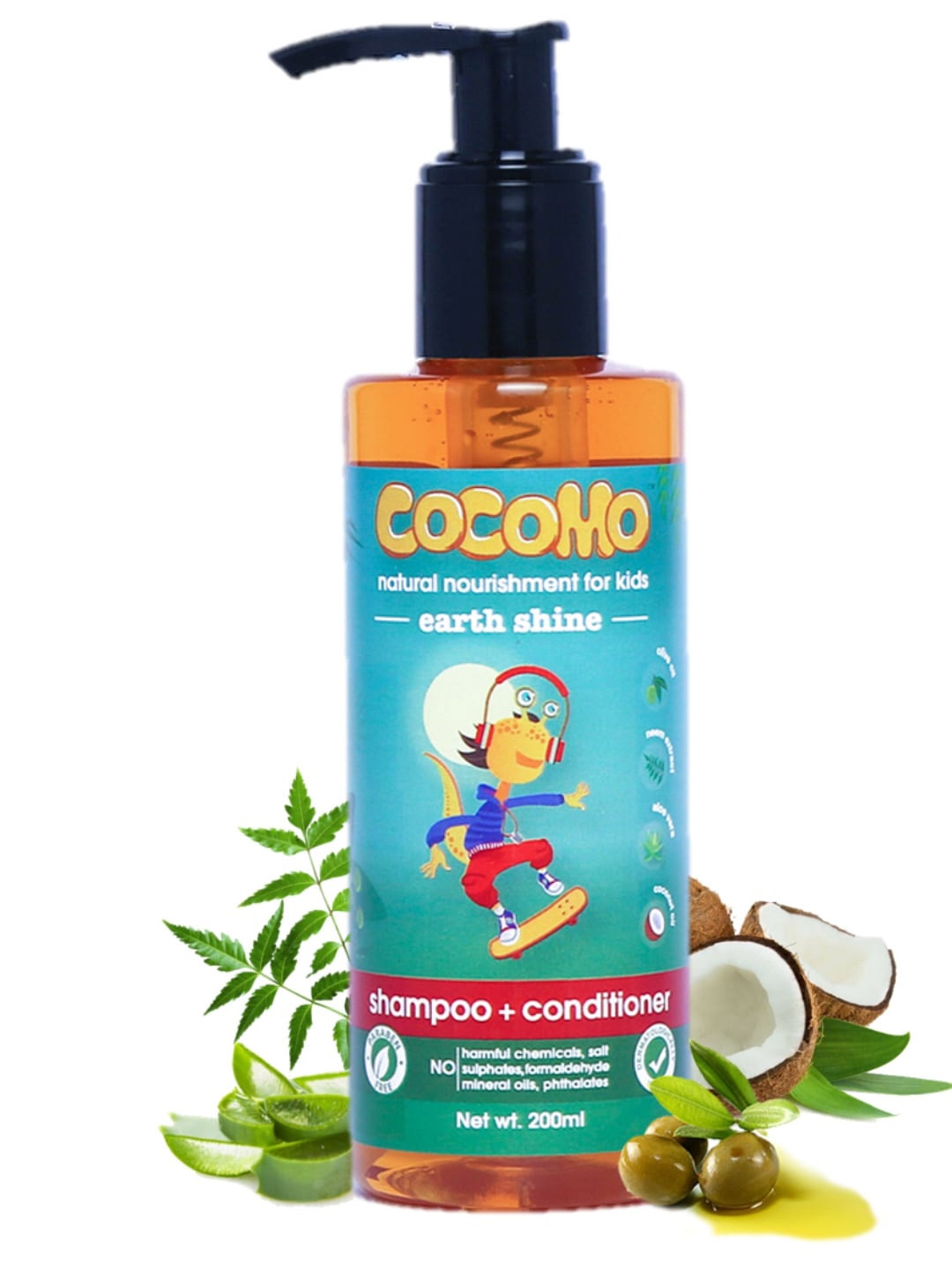 

COCOMO Natural Kids Sustainable Shampoo & Conditioner - Earth Shine 200 ml, Brown