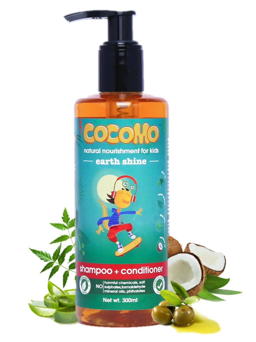 

COCOMO Natural, Sulphate and Paraben Free Kids Sustainable Shampoo & Conditioner - Earth Shine 300ml, Blue