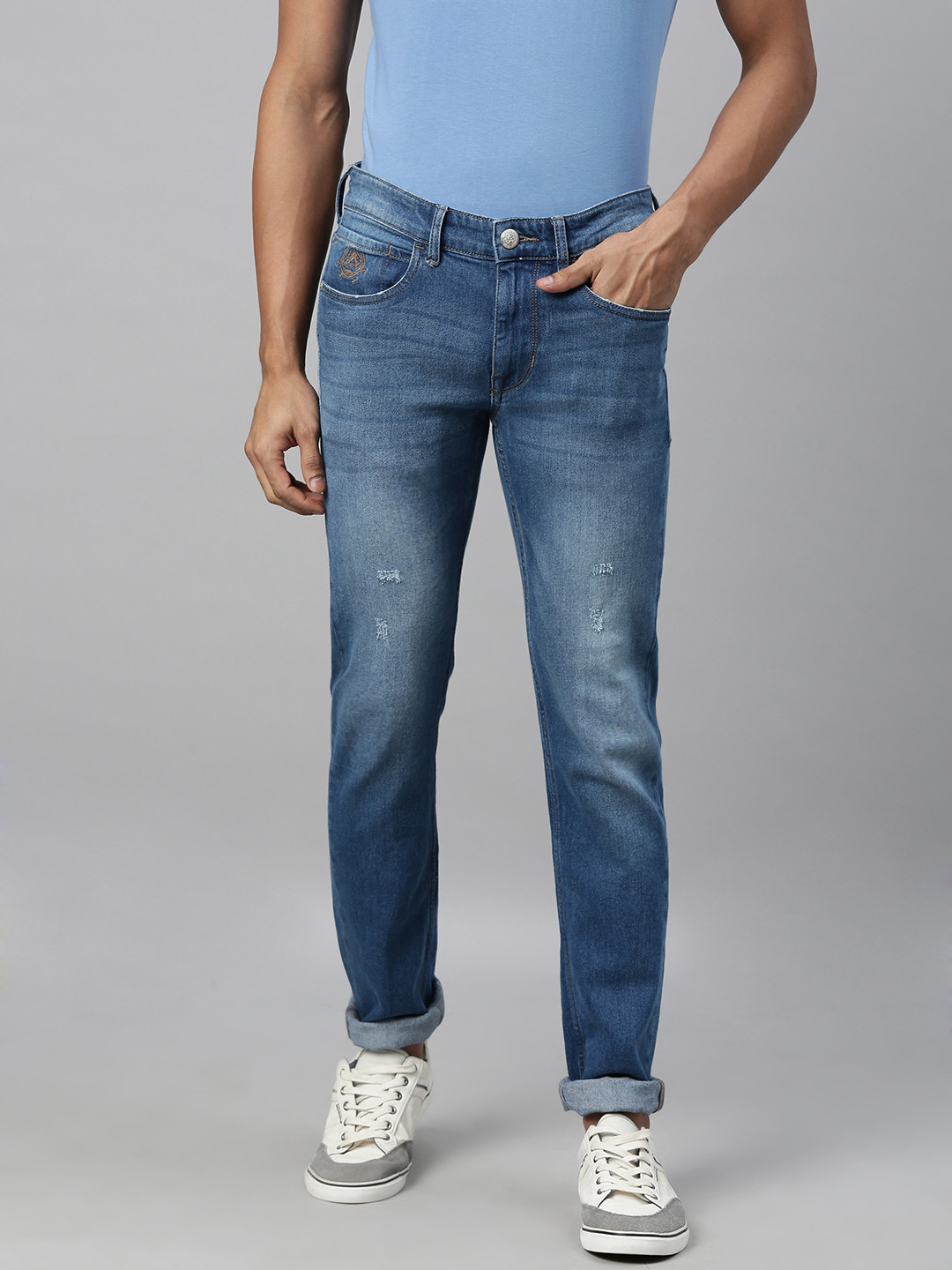 

U.S. Polo Assn. Denim Co. Men Blue Regallo Skinny Fit Mid-Rise Low Distress Jeans