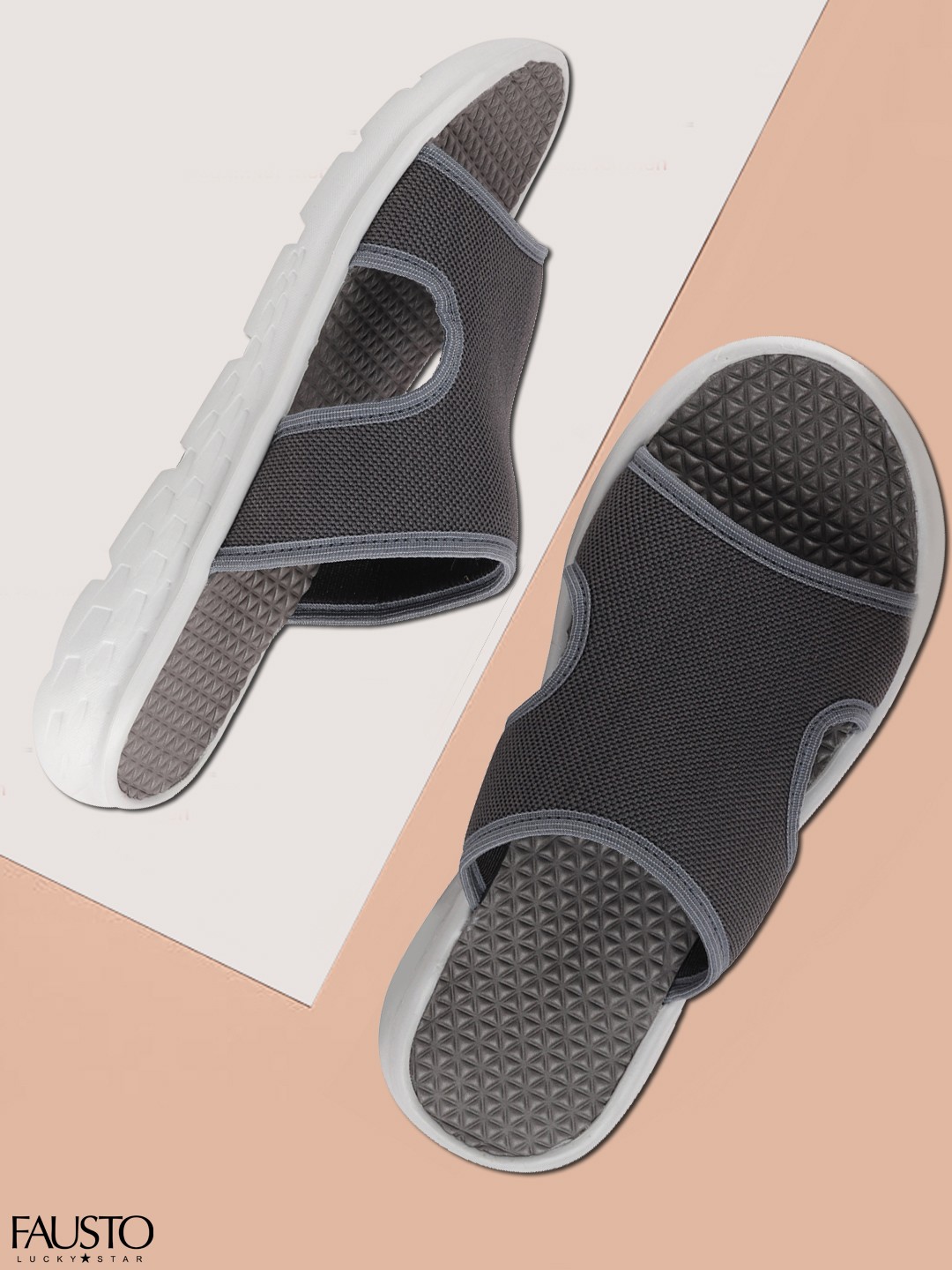 

FAUSTO Men Grey Solid Sliders