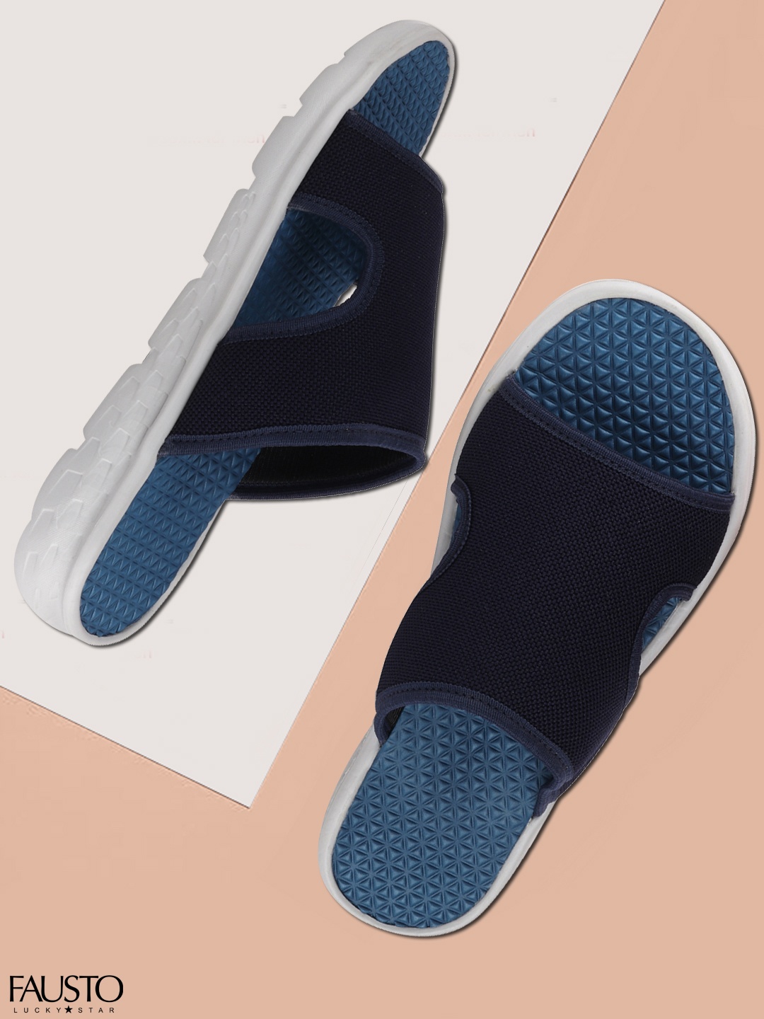 

FAUSTO Men Navy Blue Solid Sliders