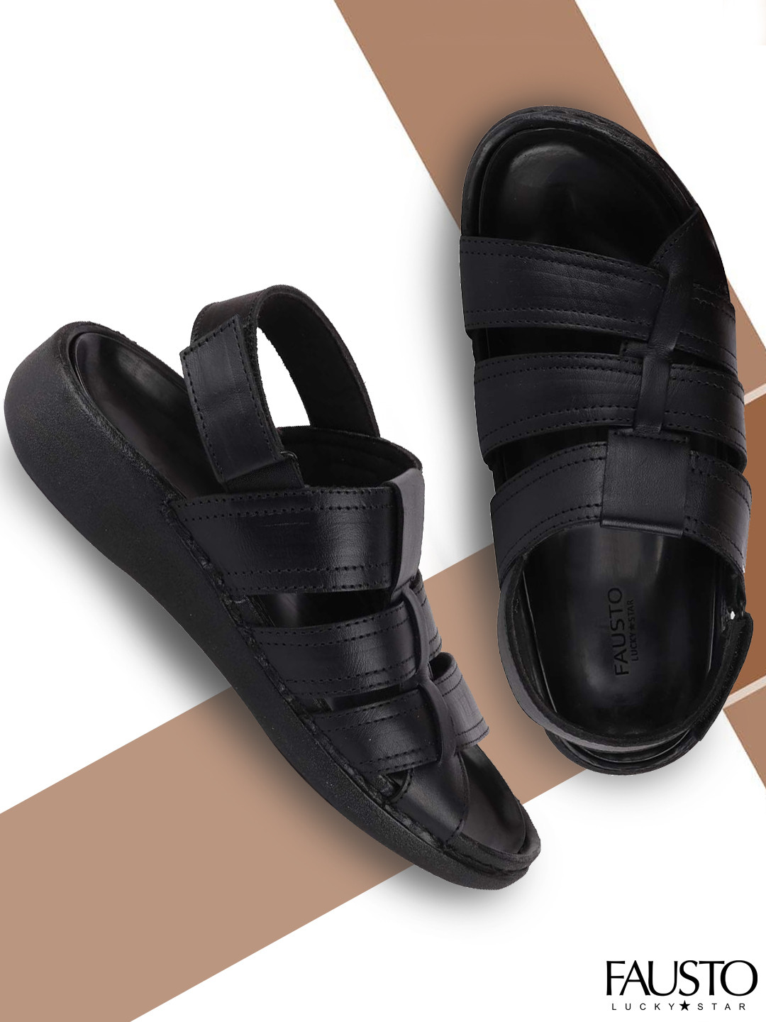 

FAUSTO Men Black Fisherman Sandals
