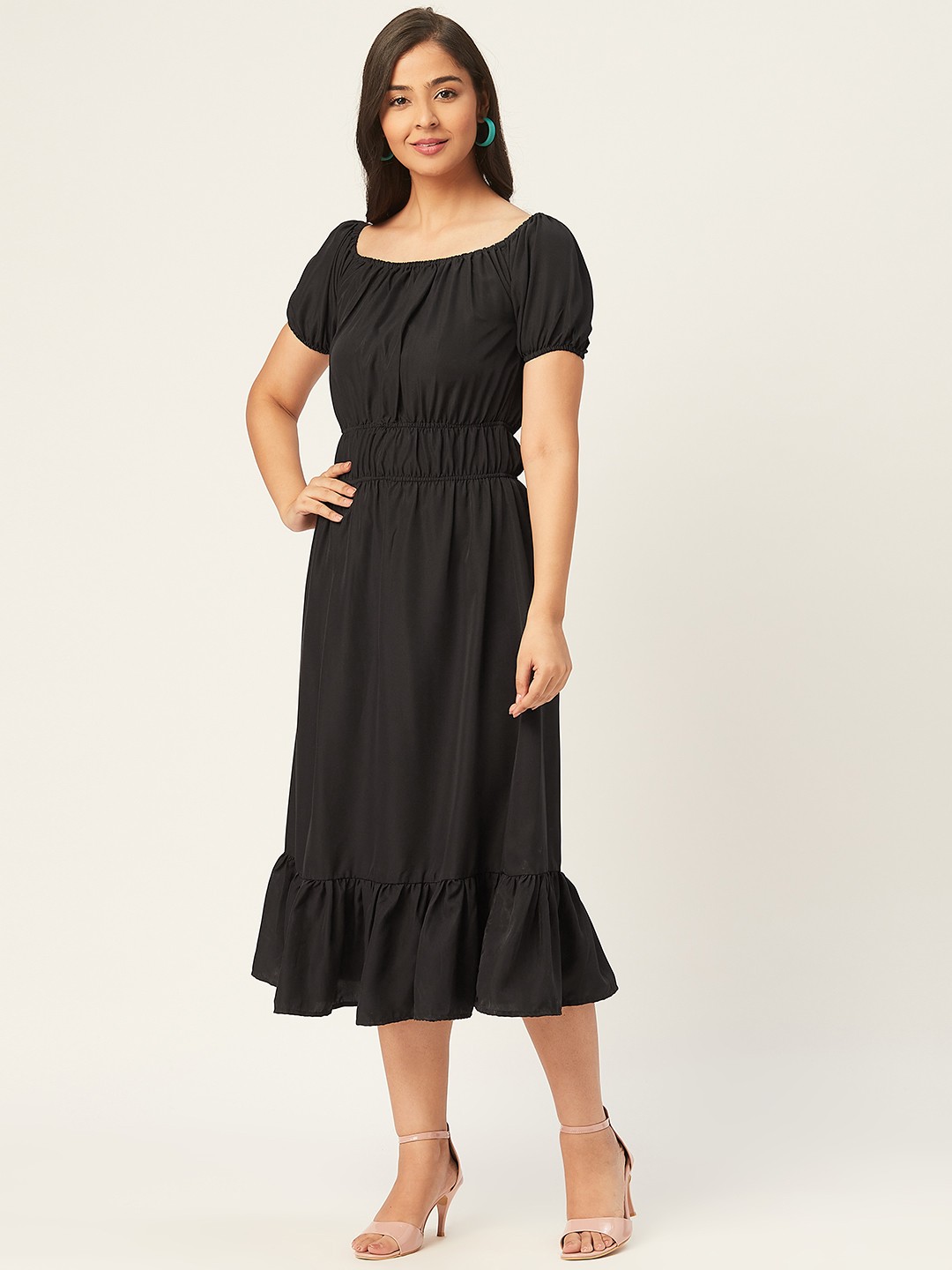 

Alsace Lorraine Paris Women Black Solid A-Line Dress