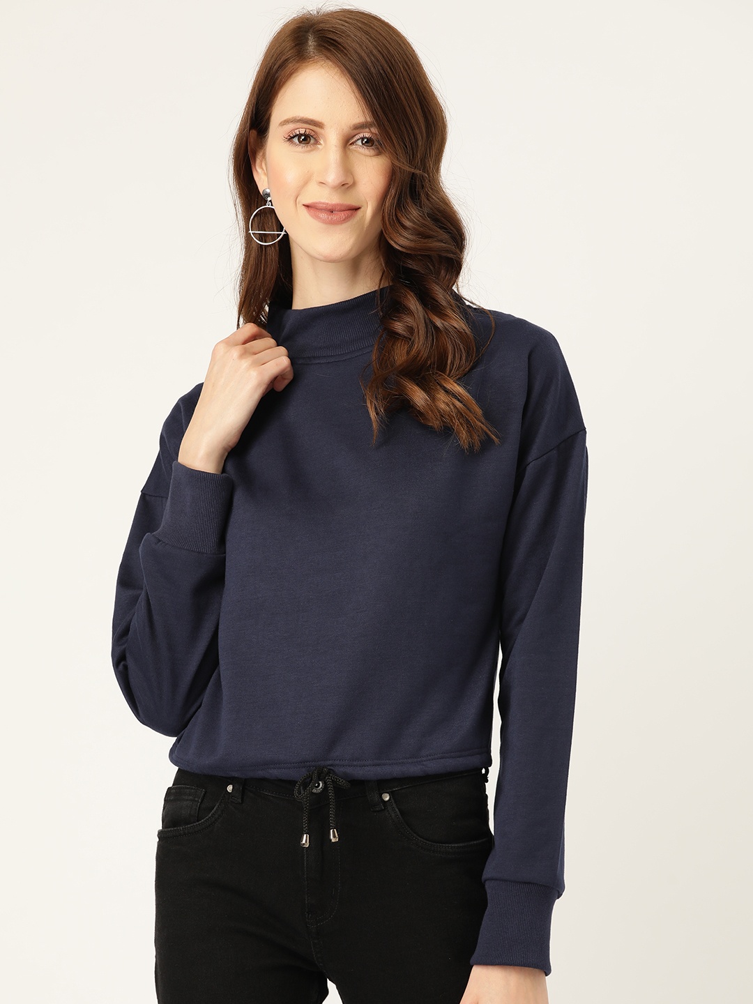 

Alsace Lorraine Paris Women Navy Blue Solid Sweatshirt
