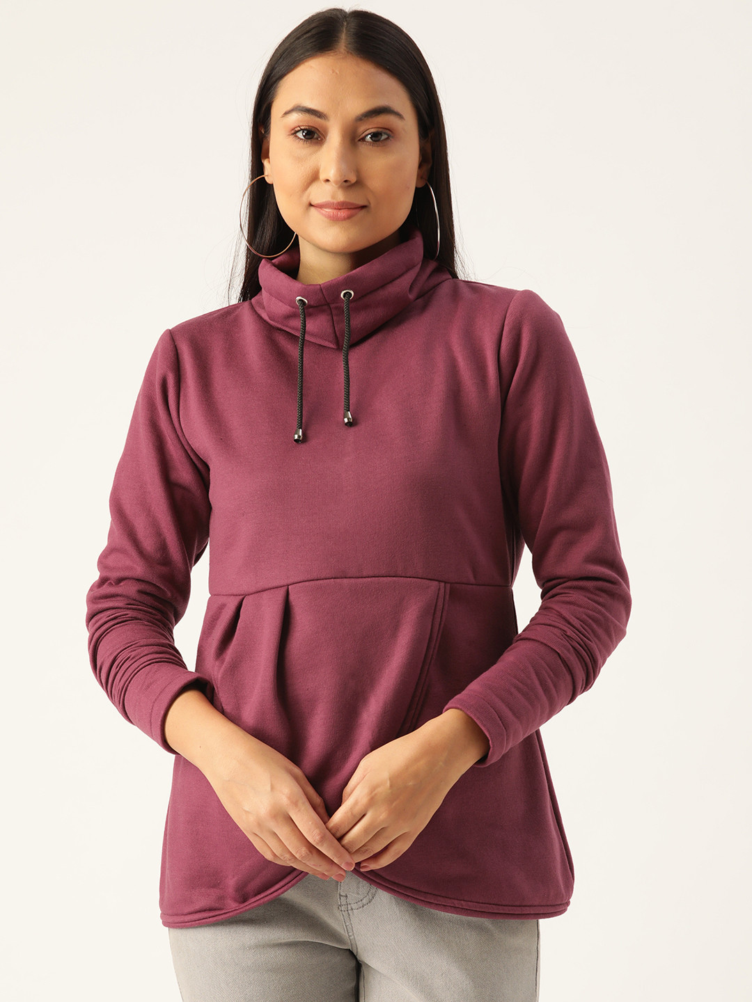 

Alsace Lorraine Paris Women Burgundy Solid Sweatshirt