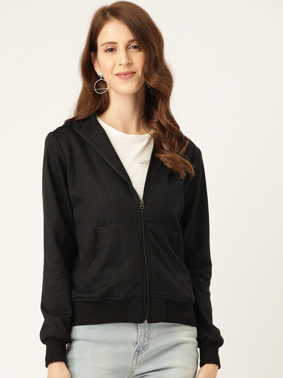 

Alsace Lorraine Paris Women Black Solid Hooded Sweatshirt