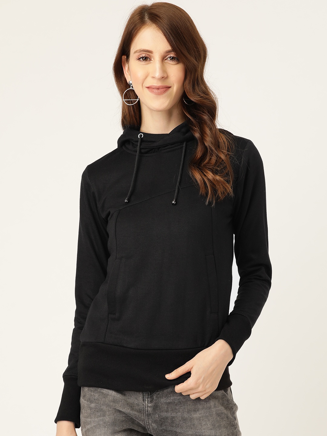 

Alsace Lorraine Paris Women Black Solid Hooded Sweatshirt