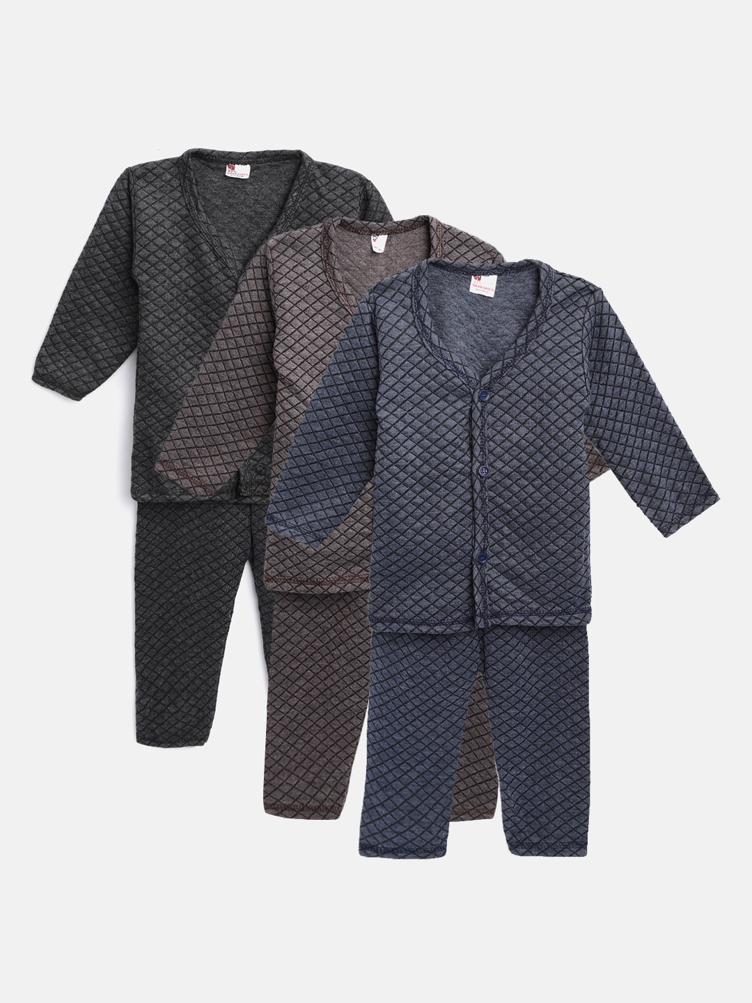 

MANZON Kids Pack of 6 Quilted Thermal Sets, Brown