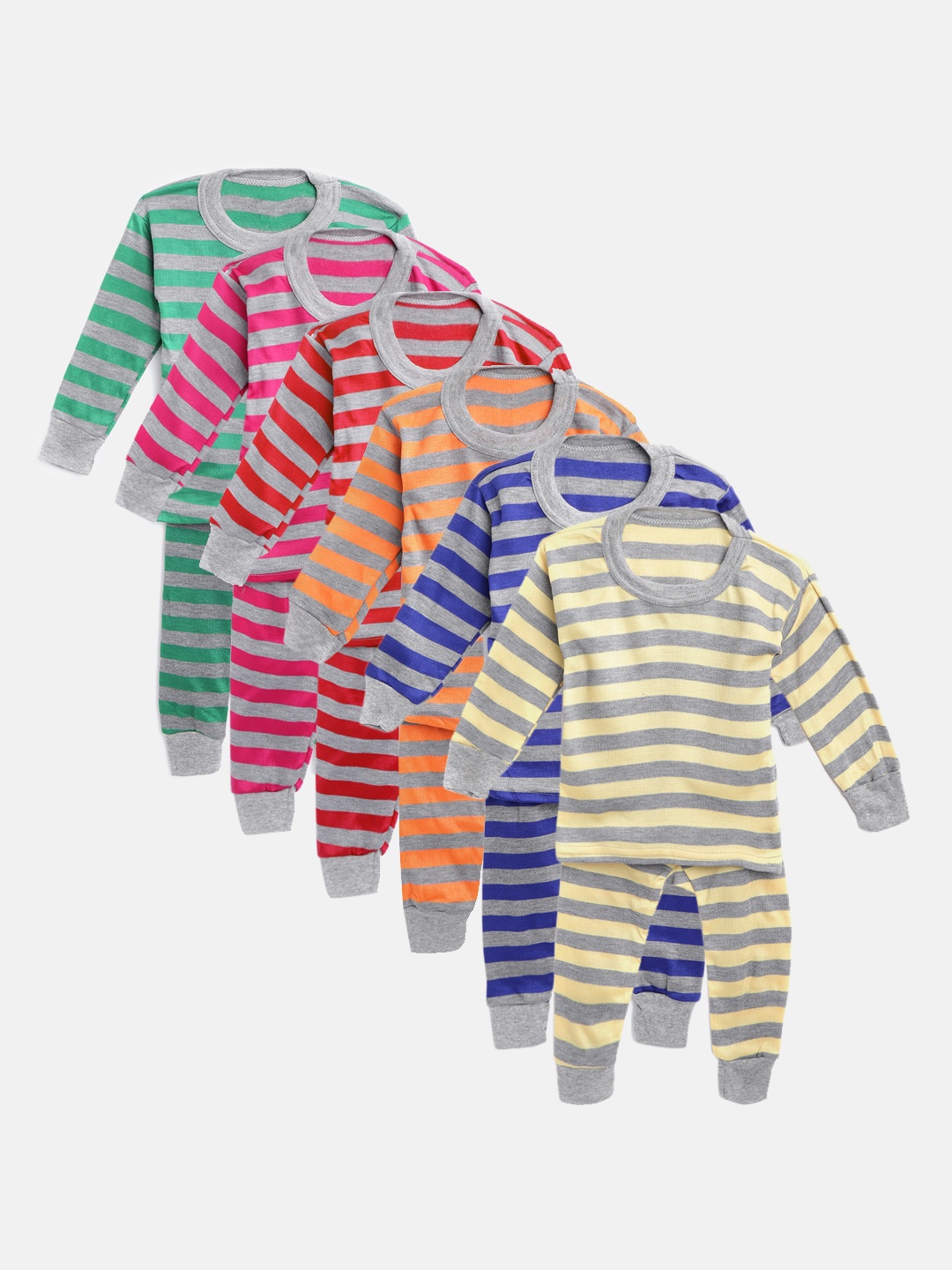 

MANZON Kids Pack of 6 Striped Thermal Sets, Multi