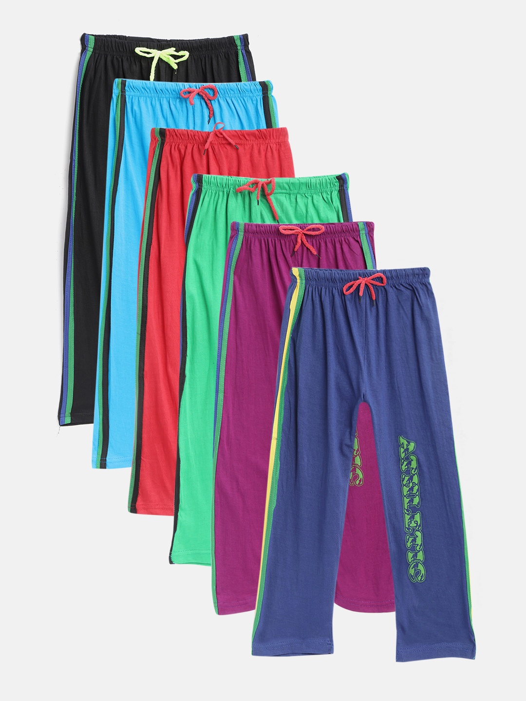 

MANZON Kids Pack of 6 Solid Track Pants, Multi