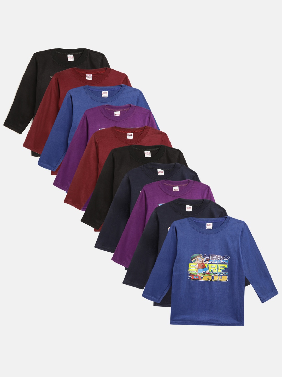

MANZON Kids Pack of 10 Printed Pure Cotton T-shirts, Multi
